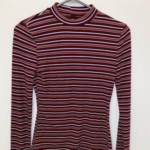 Striped Mock-Neck Long Sleeve